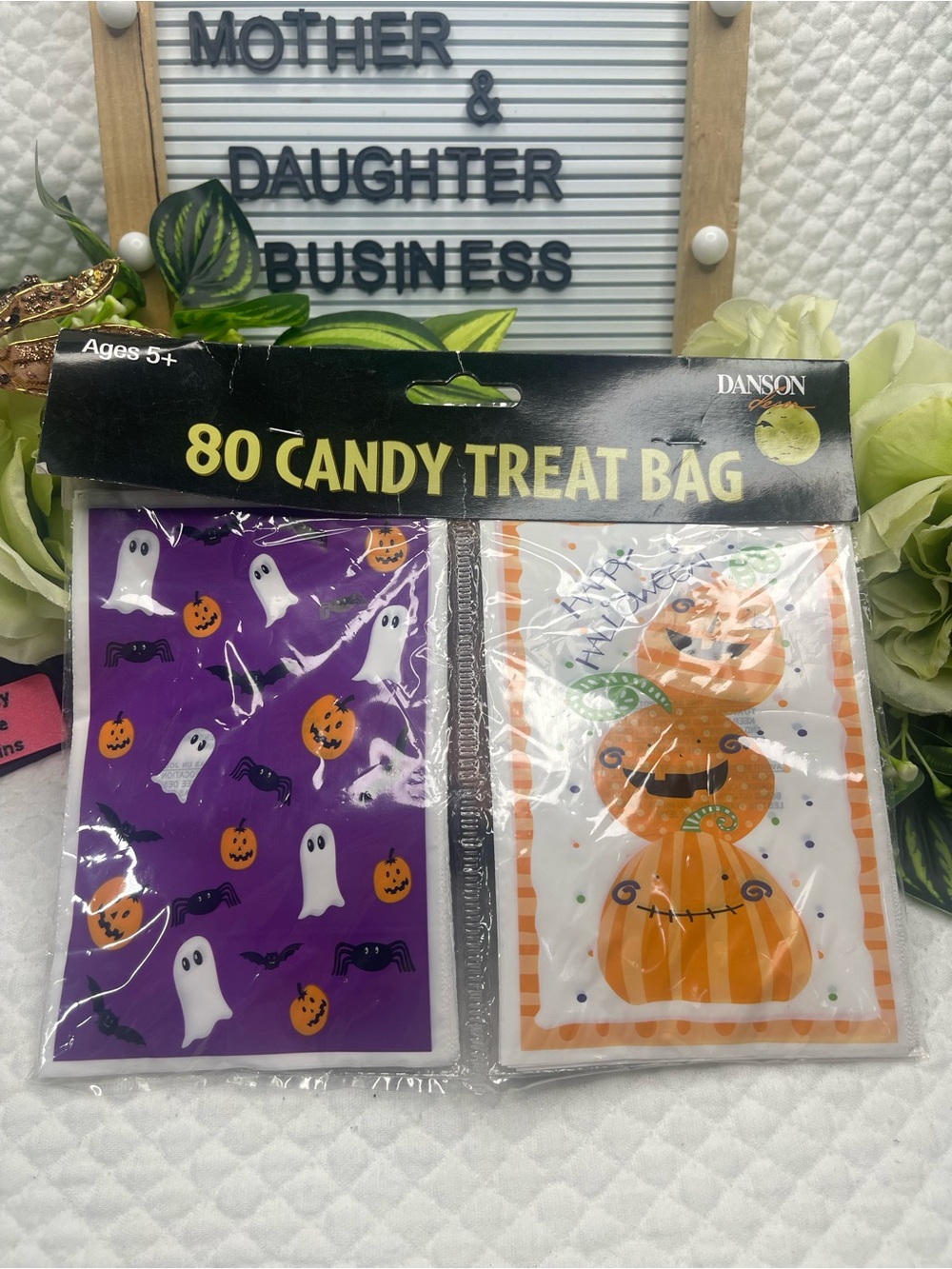 Purple & Orange Halloween Candy Treat Bags - 80 Count
